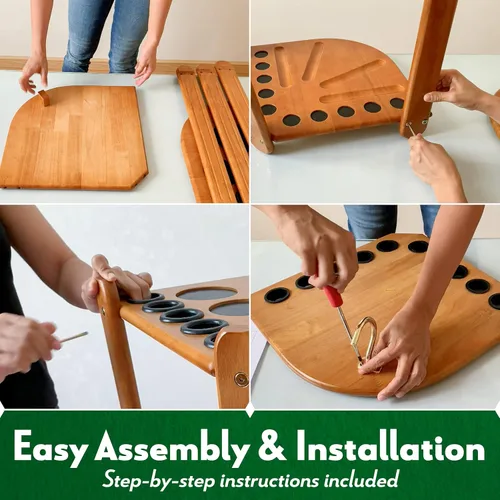 Miniatura 4 de Soporte para Palos de Billar - Solo Rack para Tacos - Soporte de Madera con Capacidad para 8/10 Palos de Billar, un Juego Completo de Bolas e