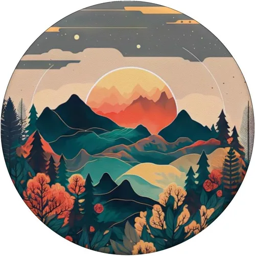 Miniatura 3 de Boho Chic Floral Moon Mountain Forest Nature Retro Flower PopSockets intercambiables PopGrip