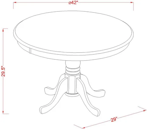 Miniatura 4 de East West Furniture HLGR5-LWH-W - Juego de muebles de comedor de 5 piezas, incluye una mesa de comedor redonda con pedestal y 4 sillas de asiento