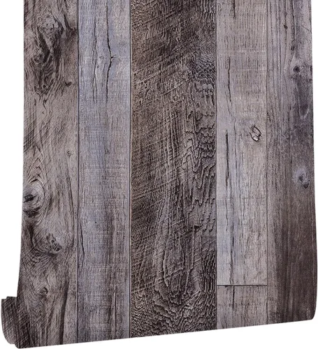 Miniatura 24 de Yun-aeon Papel de contacto de madera natural y gris oscuro, papel tapiz autoadhesivo de 17.3 x 236 pulgadas, autoadhesivo, extraíble, vintage