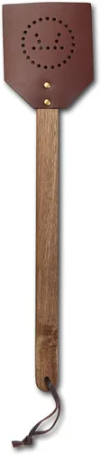 Miniatura 6 de Outset 76616 Matamoscas de madera de acacia y cuero estilo amish, 17.5 pulgadas, marrón