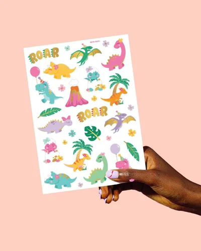 Miniatura 5 de xo, Fetti Tatuajes de dinosaurios - 38 estilos Suministros para fiestas de cumpleaños, recuerdos de fiesta de dinosaurios, decoraciones T-rex Niña