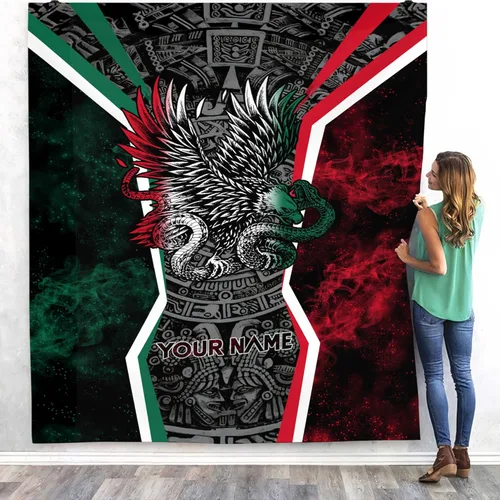 Miniatura 20 de Manta de México con nombre personalizado para hombres y mujeres, manta de bandera personalizable, regalo divertido, felpa mullida, suave microforro