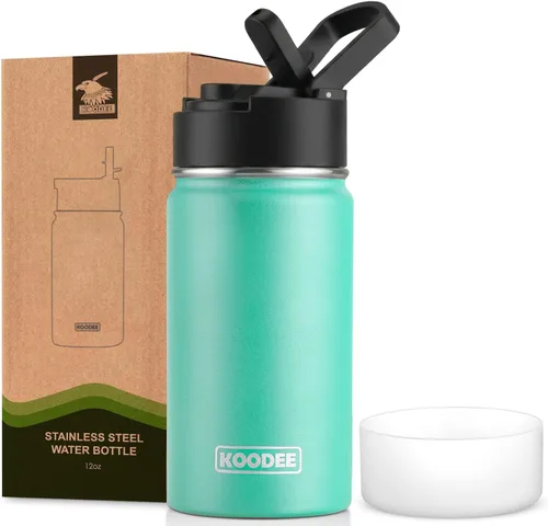 Miniatura 70 de koodee Insulated Water Bottle, 32 oz Stainless Steel Double Wall Vacuum Wide Mouth Sport Bottle with Leakproof Spout Lid (Navy)