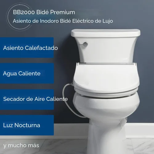 Miniatura 6 de Bio Bidet BB2000 Bliss - Asiento de inodoro eléctrico con bidé, agua caliente con secador de aire, asiento calefactado con sensor y tapa de cierre