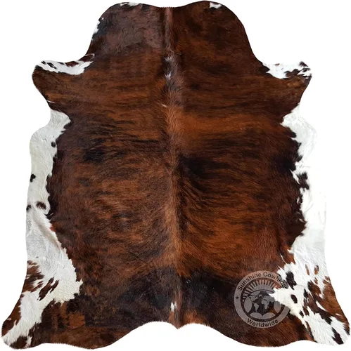 Miniatura 10 de Sunshine Cowhides Alfombra de piel de vaca 100 % genuina, con diseño de columna vertebral Brindle, alfombra de estilo moderno y tapete para sala