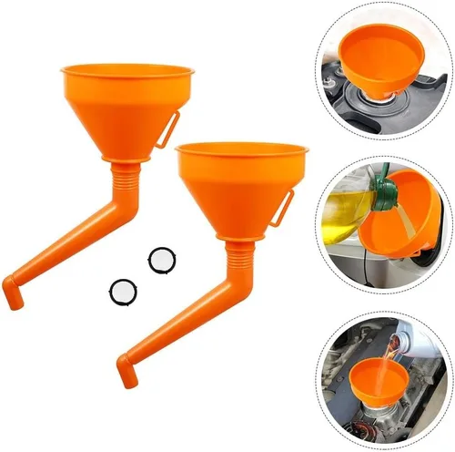 Miniatura 6 de VICASKY Embudo automotriz en ángulo recto sin derrames multifunción de plástico de cuello largo embudo de aceite de extensión de embudo de coche