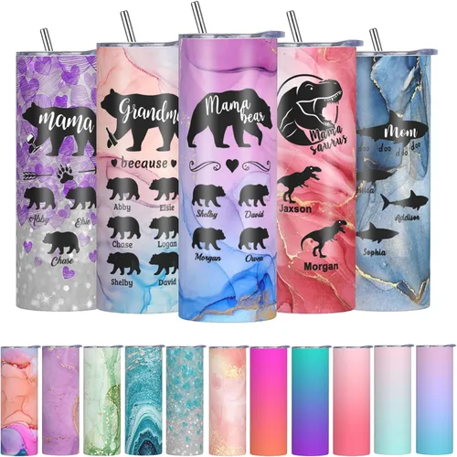 Miniatura 7 de Vaso personalizado con imagen personalizada con tapa de nombres de fotos y pajita, vasos delgados personalizados para mujeres y hombres, Navidad