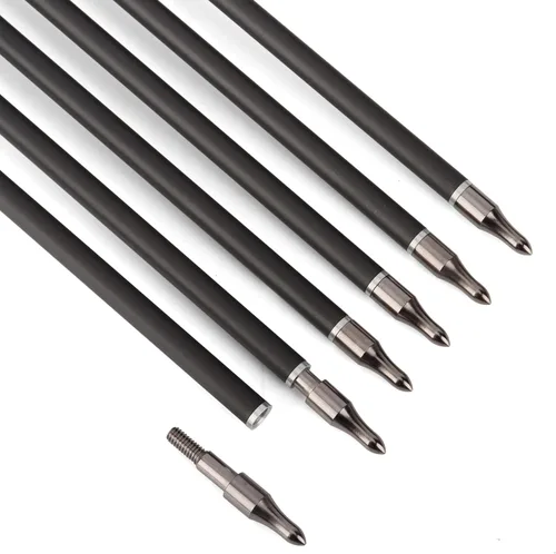 Miniatura 4 de Caza Tiro con arco Flecha de carbono 400 Espina dorsal con paletas de 2.5 ″ Puntas extraíbles para arco compuesto y arco recurvo
