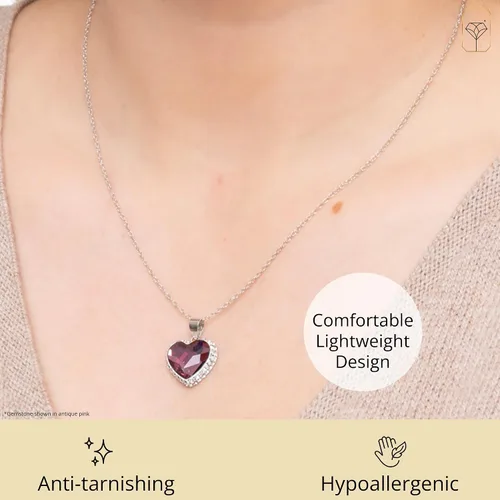 Miniatura 4 de MAX + STONE Collar con colgante de corazón de dos tonos con elementos de plata de ley, 18 pulgadas