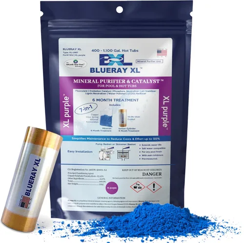 Purificador mineral XL Purple & Catalyst™ - Clarificador de agua para jacuzzis y piscinas con paquete mineral y ionizador de cobre - Unidad para