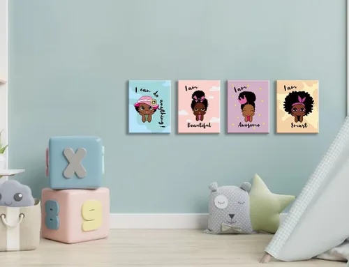 Miniatura 2 de Lienzo enmarcado para pared, póster motivacional de niña negra, pintura artística de niña afroamericana, arte de pared inspirador de niña negra