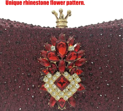 Miniatura 3 de HUANG ZHUANG Bolso de noche con diamantes de imitación y purpurina para mujer, bolso de noche para fiesta, boda, lindo bolso