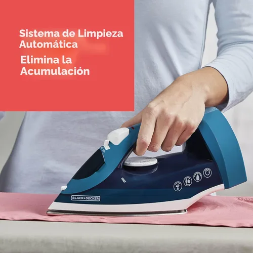 Miniatura 5 de BLACK+DECKER Plancha de vapor para ropa con cable retráctil, vaporización vertical, diseño antigoteo, rociador de niebla y botón de autolimpieza