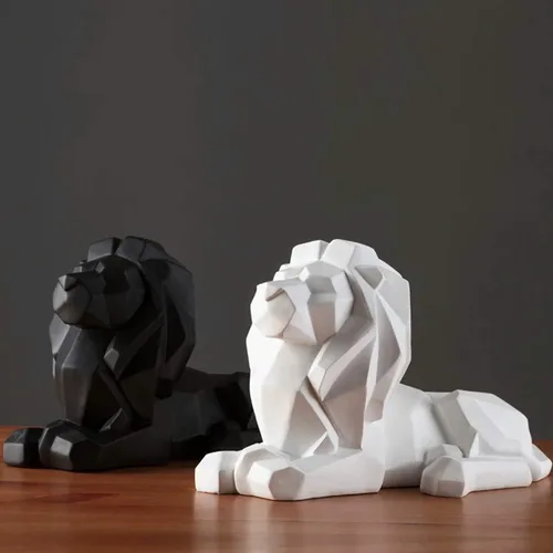 Miniatura 5 de FJWYSANGU Abstracto León Estatuas Mano Anhelada Animal Escultura De Resina Decoración Moderna Del Hogar Blanco León Blanco