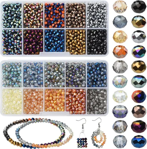 3000 cuentas de cristal facetadas Rondelle de 0.157 in en 20 colores para la fabricación de joyas 0.157 in Rondelle 5