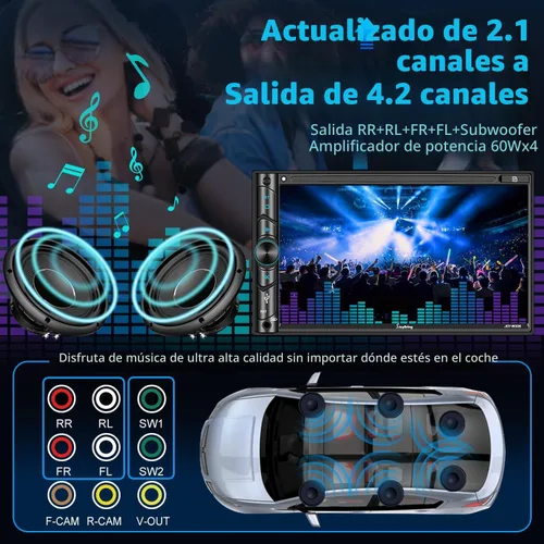 Miniatura 3 de Estéreo de auto doble DIN compatible con control de voz Apple Carplay - Monitor de pantalla táctil LCD HD de 7 pulgadas, Bluetooth, subwoofer