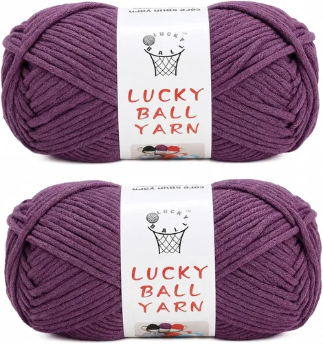 Miniatura 20 de LUCKY BALL Hilo para ganchillo, 3.53 oz/109 yardas, 70% algodón, 30% nailon, #5, hilo de tubo voluminoso para tejer, para bolsos, sombreros