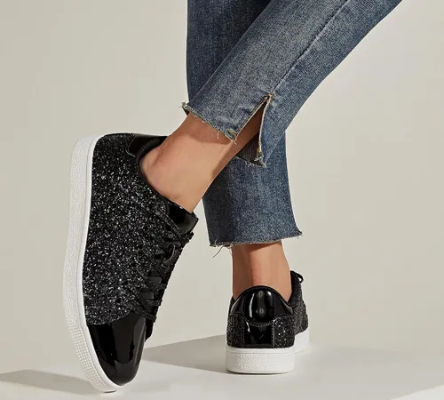 Miniatura 7 de LUCKY STEP - Tenis de moda para mujer, con brillantina y cordones