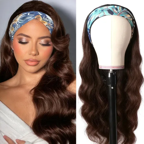 Miniatura 8 de Peluca de cabello humano con diadema para mujer, cabello corto y rizado, peluca de onda profunda, 12 pulgadas, color natural Peluca con diadema