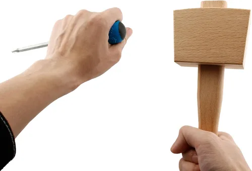 Miniatura 7 de Hordion 1 martillo de madera de 9.6 pulgadas, martillo de hielo resistente, talla de mazo de haya, herramienta de mano de madera de haya maciza