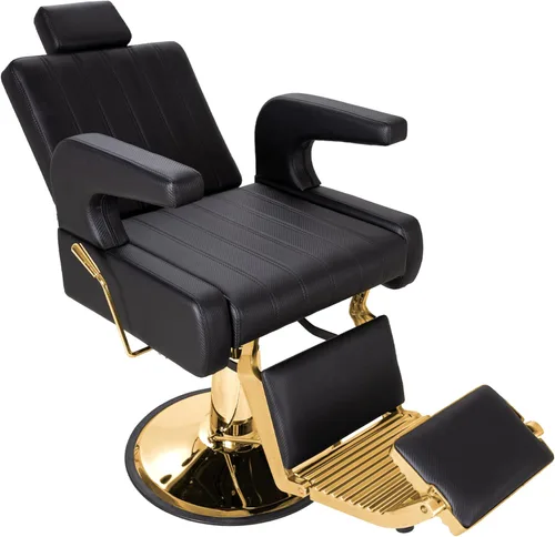 Silla de peluquería hidráulica para peluquería | 450 LBS | 360° Swivel | 135° Reclining | Adjustable Headrest & Footrest | Pu Leather | Ideal for