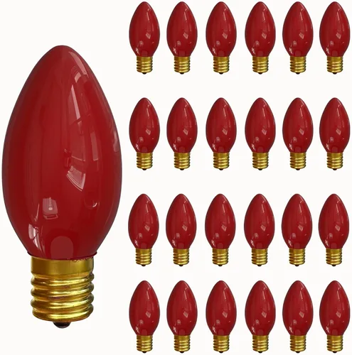 Miniatura 8 de Oviejo - Paquete de 25 bombillas C9 transparentes de repuesto para luces navideñas, lámparas o candelabros - Bombillas C9 de base intermedia E17