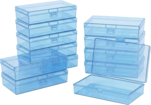 Miniatura 15 de LJY 100 contenedores rectangulares vacíos de plástico transparente con tapas con bisagras (2.2 x 1.6 x 0.8 pulgadas, transparente)