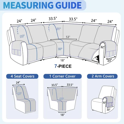 Miniatura 3 de ALIECOM Fundas de sofá modular reclinable en forma de L, 100% impermeables, fundas para sofá seccional, fundas lavables con estampado, protector