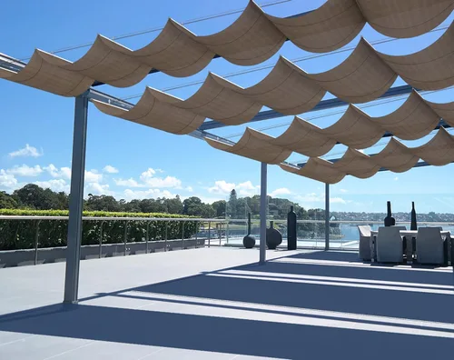 SunnyRoyal Toldo retráctil para pérgola de 7 x 14 pies, toldo de repuesto con herrajes para patio, porche, jardín, al aire libre Marrón