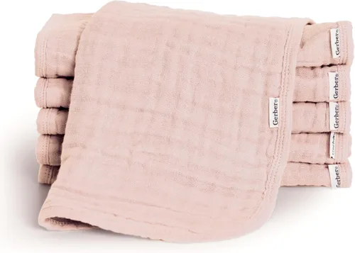 Miniatura 8 de Gerber Paños Eructadores Unisex de Muselina para Bebé, Paquete de 6, Vainilla, Tamaño Grande 20" x 10
