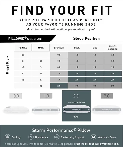 Miniatura 2 de Bedgear Storm Performance Pillow - 2.0 - Almohada de cama refrescante para personas que duermen con calor - Almohada de firmeza media para todas