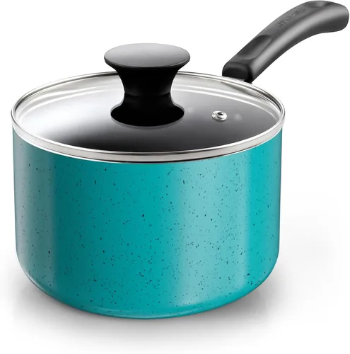 Miniatura 9 de Cook N Home - Cacerola antiadherente con tapa de vidrio de 2 cuartos de galón, olla multiusos para la cocina, sartén, color negro, de aluminio