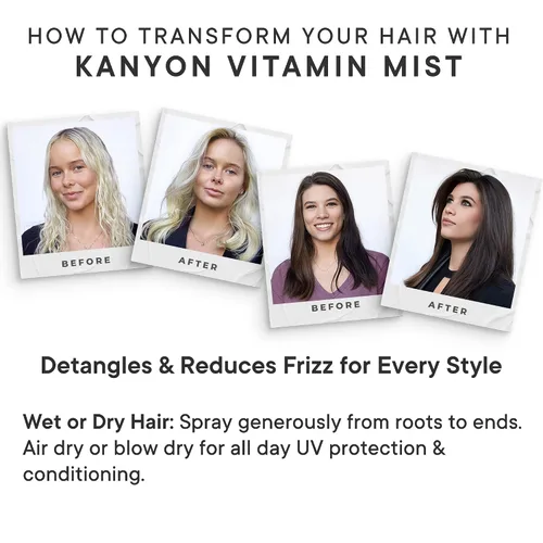 Miniatura 3 de Kanyon Vitamin Mist - Spray acondicionador sin enjuague de 6.7 onzas para peinar el cabello, acondicionador desenredante para encrespamiento, puntas