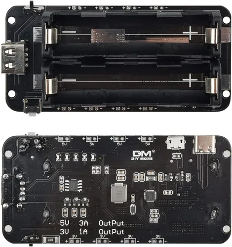 Miniatura 2 de diymore Soporte de batería 1865O doble Li-ion V8 Escudo de batería Micro USB 5V/3A 3V/1A Power Bank Módulo de carga de batería para Raspberry Pi