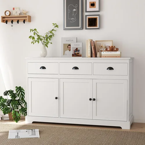Miniatura 2 de Giantex Aparador buffet para servidor de almacenamiento, mesa de consola para el hogar, cocina, comedor, muebles de entrada con 2 armarios y 3