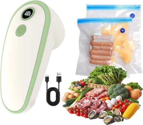 Sellador al vacío de mano para almacenamiento de alimentos, Sous Vide y preparación de comidas, 1 sellador al vacío + 20 bolsas reutilizables para