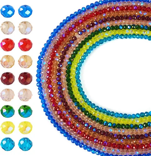 Miniatura 19 de Elecrelive 660 piezas Cuentas de Cristal Briolette de 4mm Cuentas de Vidrio Rondelle Color AB Cuentas de Vidrio Facetadas Sueltas para Bisutería