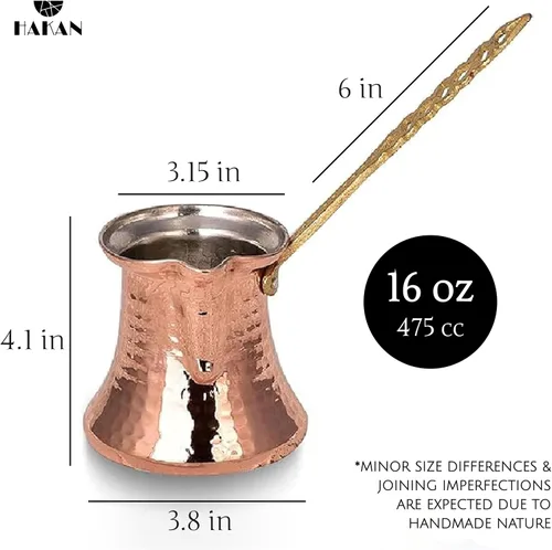 Miniatura 3 de Cafetera turca Hakan Hervidor de agua para estufa, cafetera, calentador de mantequilla, chocolate y leche Calentamiento uniforme y rápido