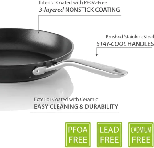 Miniatura 6 de Colección Onyx de TECHEF con nuevo revestimiento antiadherente de teflón platinum (PFOA)., 12", Negro