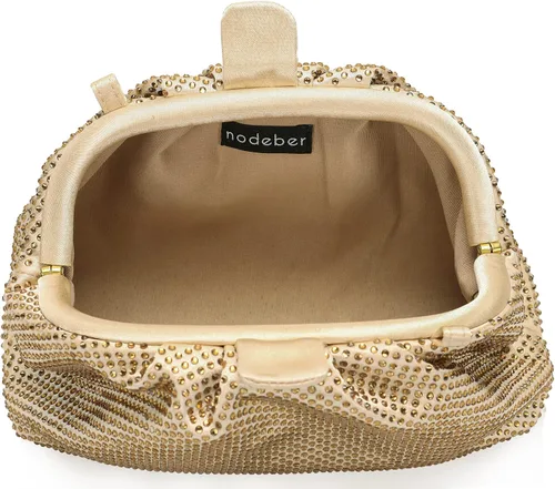 Miniatura 7 de Bolso de mano con marco de cristal con diamantes de imitación, bolso de embrague plisado para mujer
