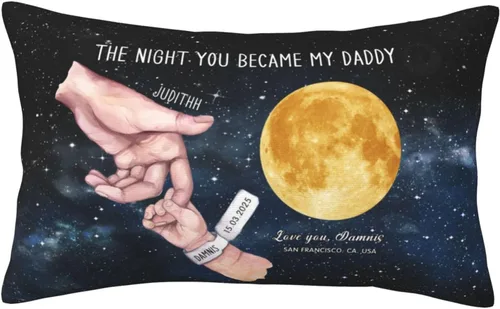 Miniatura 29 de Custom The Day You Became Our Mom Pillow Cover, Personalized Family Birth Moon Phase Pillowcases with Name Birthdate Gift for Mom Dad Father's Day