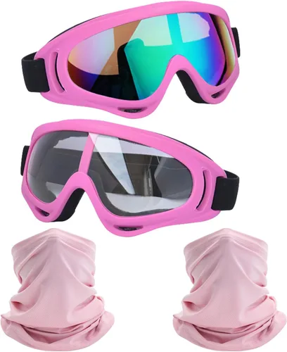 Miniatura 12 de LJDJ Gafas de motocicleta, paquete de 2 unidades, para motocross, ATV, motocross, senderismo, protección con 2 unidades de máscara bandana
