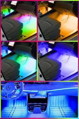 Miniatura 8 de Luces interiores de automóvil RGB Muto-Beam 4 tiras de luz LED multicolor para automóvil con control de aplicación, luces RGB con modo de bricolaje