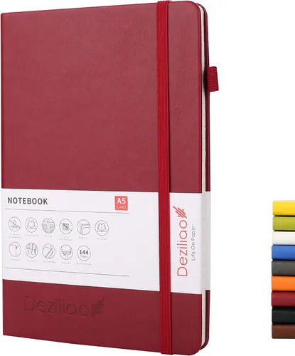 Miniatura 8 de Cuadernos forrados para diario, con lazo para bolígrafo. Cuadernos de tapa dura para trabajo, papel grueso de 100 Gsm con bolsillo