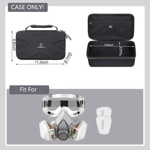 Miniatura 6 de Tourmate Funda rígida de EVA compatible con 3M media pieza facial, funda de viaje para 6200/07025(AAD)/6503QL/3M P100 cartucho respirador/filtro