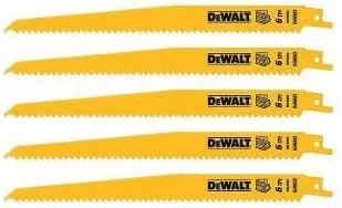 Miniatura 6 de DEWALT Reciprocating Saw Blades, Tapered Back, Bi-Metal, 9-Inch 6-TPI, 5-Pack (DW4803)