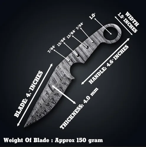 Miniatura 5 de Cuchillo de caza táctico de hoja en blanco de acero de Damasco forjado a mano personalizado Camping, supervivencia, senderismo hoja de colectores