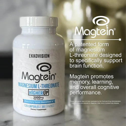 Miniatura 7 de Ekkovision Magtein L-treonato de magnesio, soporte de memoria y función cognitiva, suplemento de magnesio con minerales esenciales para hombres