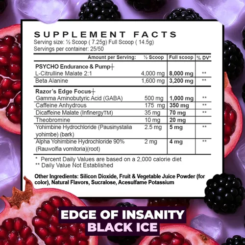 Miniatura 4 de Psycho Pharma - Polvo de preentrenamiento más potente y altamente estimulante - Límite de la locura - El suplemento de preentrenamiento más intenso